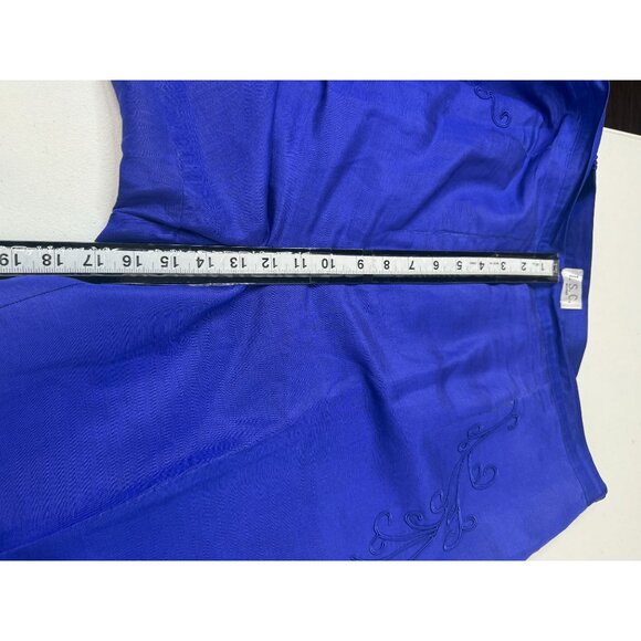ISC Women’s 2X Blue Silk Blend 2-Piece Pantsuit Blouse & Pants Set - Picture 13 of 14